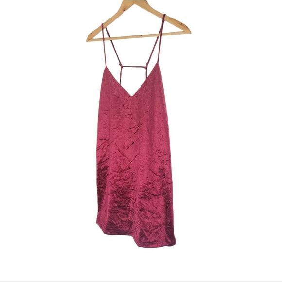 Lulu's Totally Obsessed Burgundy Velvet Slip Open Back Mini Dress L - Picture 5 of 13